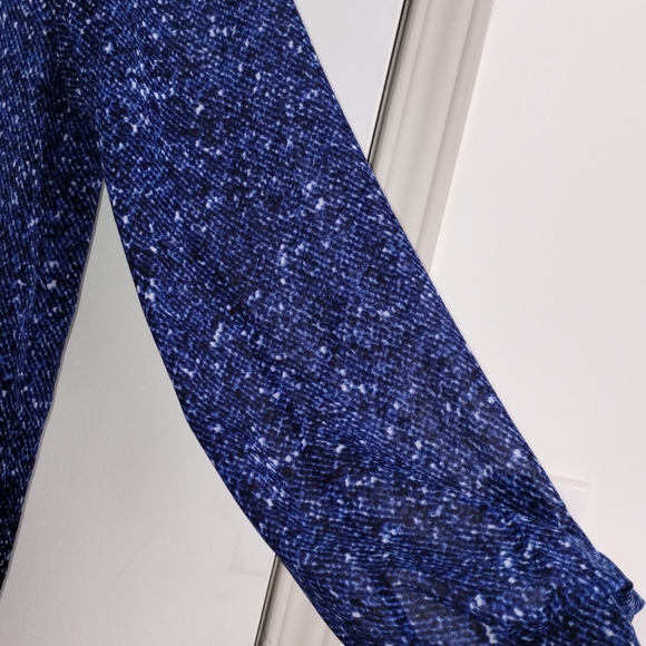 MICHAEL KORS Mesh Blouse Button Shirt Bow Tie Micro Print cAsual Office - Picture 3 of 5